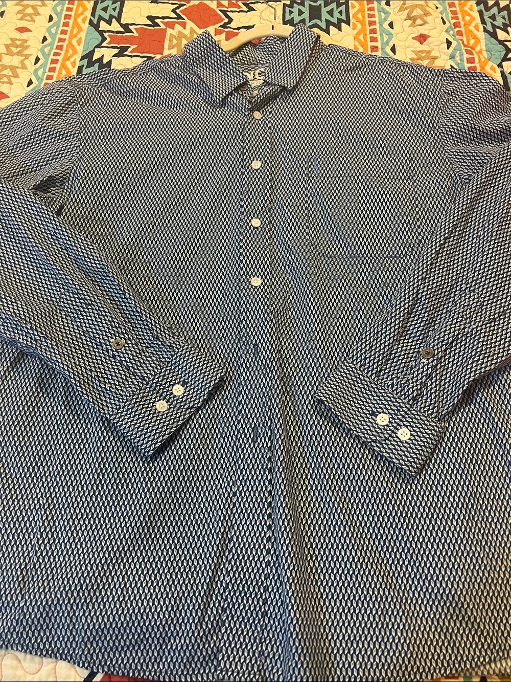 Cinch Blue & White Textured Button-Up Shirt